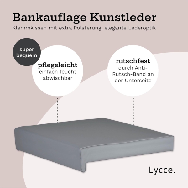 Lycce Bankauflage Lycce Bankauflage Kunstleder Klemmkissen 1 Leiste, weiche Polsterung, (1 St), Kunstleder (100.000 Scheuertouren), extra hohe Polsterung Bild 3