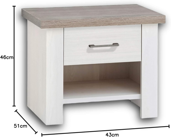 Nachttisch Lars / Luca, Holzwerkstoff, Weiß, Holzfarben, 51 x 46 x 43 cm Bild 7