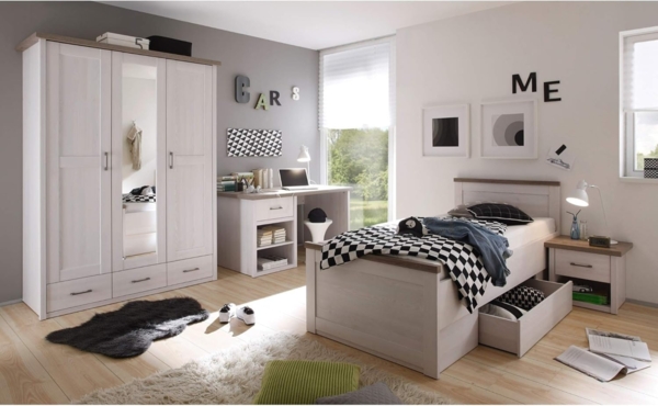 Nachttisch Lars / Luca, Holzwerkstoff, Weiß, Holzfarben, 51 x 46 x 43 cm Bild 4