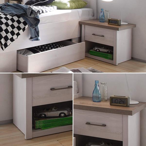 Nachttisch Lars / Luca, Holzwerkstoff, Weiß, Holzfarben, 51 x 46 x 43 cm Bild 6