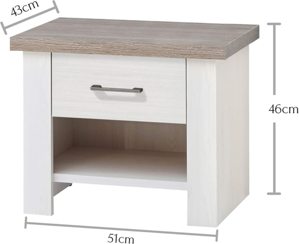 Nachttisch Lars / Luca, Holzwerkstoff, Weiß, Holzfarben, 51 x 46 x 43 cm Bild 3