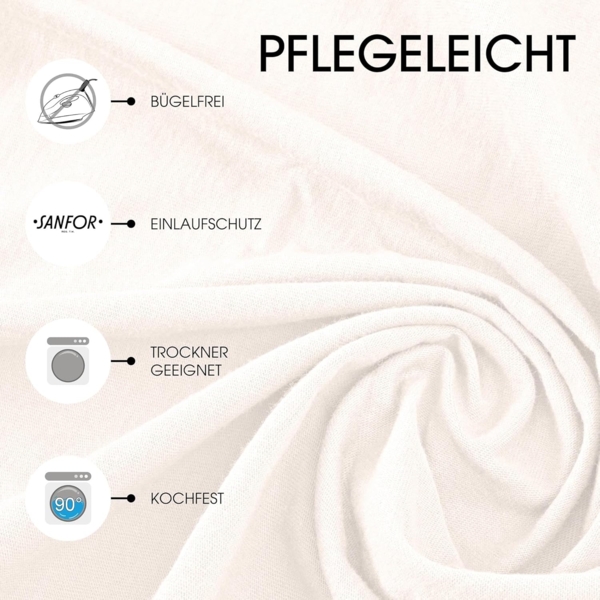 CelinaTex Jersey Spannbettlaken Lucina 200x200-200x220 cm Schnee weiß 100% Baumwolle gekämmt bis 26cm Matratzenhöhe Oeko-TEX Bild 5