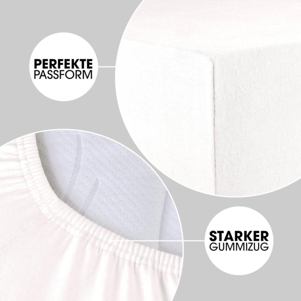 CelinaTex Jersey Spannbettlaken Lucina 200x200-200x220 cm Schnee weiß 100% Baumwolle gekämmt bis 26cm Matratzenhöhe Oeko-TEX Bild 4