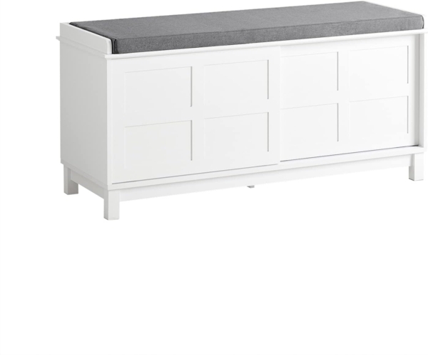 Sitzbank mit Stauraum und Schiebetüren MDF Weiß FSR86-W