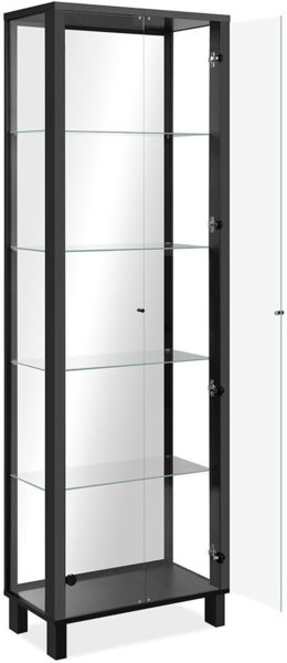Finori Albi 52B Vitrine, schwarz / Spiegel | Vitrine für Wohnzimmer | Maß: B x H x T ca. 62 x 189 x 33 cm | Vitrine mit 2 Glastüren und 4 Glaseinlegeböden (davon 2 Konstruktionsböden) Bild 6