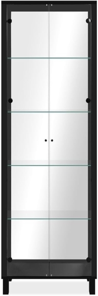 Finori Albi 52B Vitrine, schwarz / Spiegel | Vitrine für Wohnzimmer | Maß: B x H x T ca. 62 x 189 x 33 cm | Vitrine mit 2 Glastüren und 4 Glaseinlegeböden (davon 2 Konstruktionsböden) Bild 4