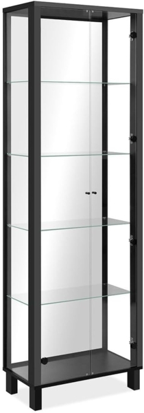 Finori Albi 52B Vitrine, schwarz / Spiegel | Vitrine für Wohnzimmer | Maß: B x H x T ca. 62 x 189 x 33 cm | Vitrine mit 2 Glastüren und 4 Glaseinlegeböden (davon 2 Konstruktionsböden) Bild 5