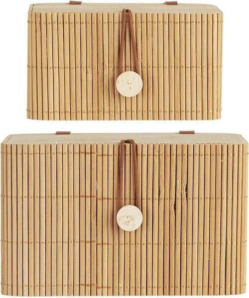 2er Set Schachtel Box Kästchen Kiste mit Deckel Bambus Natur Ib Laursen 1267-14