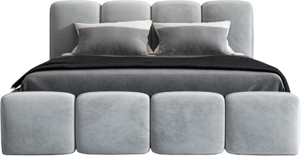 Polsterbett DONA 160x200 ohne Matratze mit Bettkasten und Lattenrost. Farbe: Silber 15