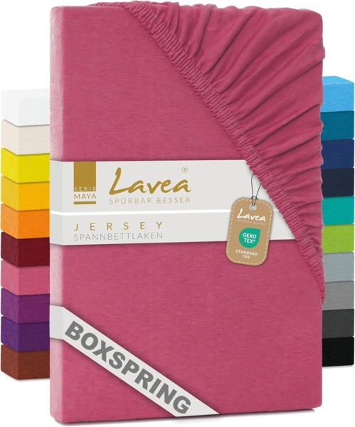 Lavea Spannbettlaken Maya, in Gr. 60x140, 90x200, 120x200, 140x200, 180x200 oder 200x220 cm, Baumwolle, Gummizug: rundum, (1 Stück), Jersey Spannbetttuch für Topper, Boxspring- und Wasserbetten Bild 1