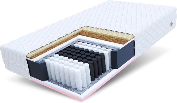 Matratze 100x200 Taschenfederkern ACTIVE MAX 7 Zonen 28 cm H2 H3 Kokos Latex Visco HR Black Schaum Polyurethanschaum JERSEY