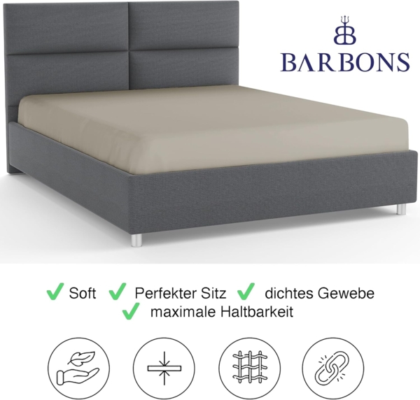 BARBONS Spannbettlaken 120x200 cm - 100% Baumwolle Spannbetttuch Oeko-TEX Zertifiziert Bettlaken Jersey Bettwaren und Bettbezug für Boxspringbett und Dicke Matratzen bis 27 cm - Sand 120x200 Bild 6