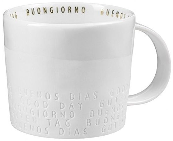 Breakfast Kaffeetasse Kaffeebecher Porzellantasse "Guten Tag Buon giorno Buenos Dias" Räder