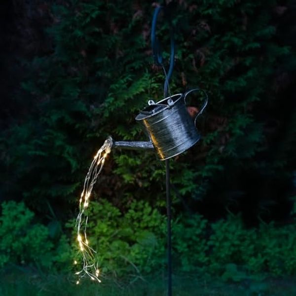 MARELIDA LED Solarleuchte LED Solar Gießkanne mit Wasserfalleffekt H: 90cm Deko-Kanne für Garten, LED Classic, warmweiß (2100K bis 3000K)