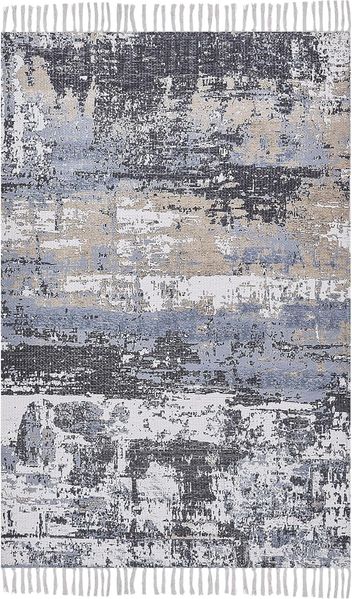 Teppich mehrfarbig 140x200 cm abstraktes Muster Fransen Kurzflor KONAKLI