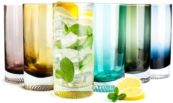 6 Bunte Longdrinkgläser 300ml Wassergläser Saftgläser Cocktailgläser Trinkgläser