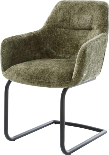 Freischwinger Pejo-Flex Chenille Olive Freischwinger rund Schwarz Taschenfederkern