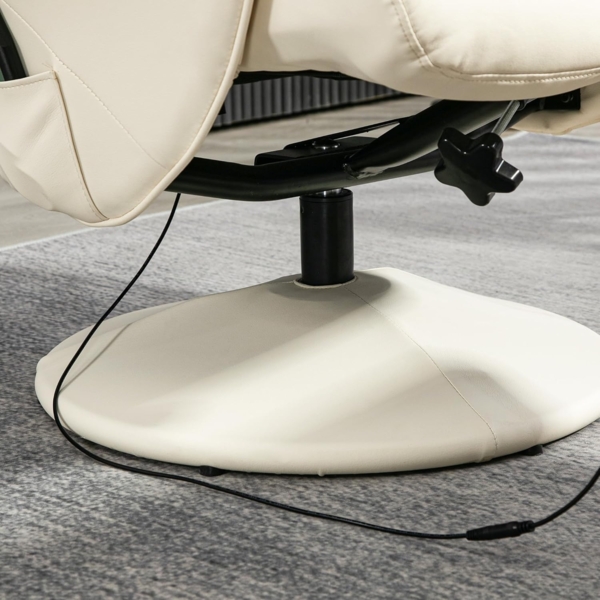 HOMCOM Massagesessel mit Fußhocker, Liegefunktion, 10 Massagepunkte (Relaxsessel, 2-St, Fernsehsessel), mit Seitentasche, Fernbedienung, Kunstleder, Cremeweiß Bild 9