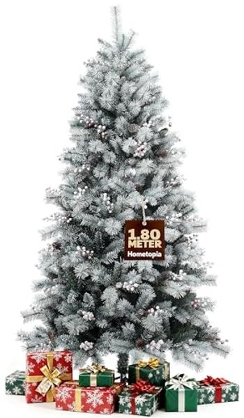 Künstlicher Weihnachtsbaum 180 cm mit Schnee – Naturgetreu, Dichte Zweige, Christmas Tree mit Metallständer - Realistischer Tannenbaum Künstlich