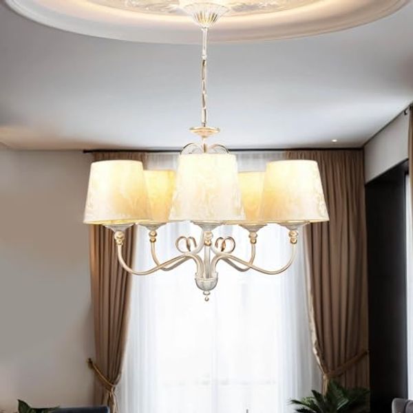 Licht-Erlebnisse Kronleuchter GANARA, ohne Leuchtmittel, Shabby Kronleuchter in Gold Ecru Ø64cm