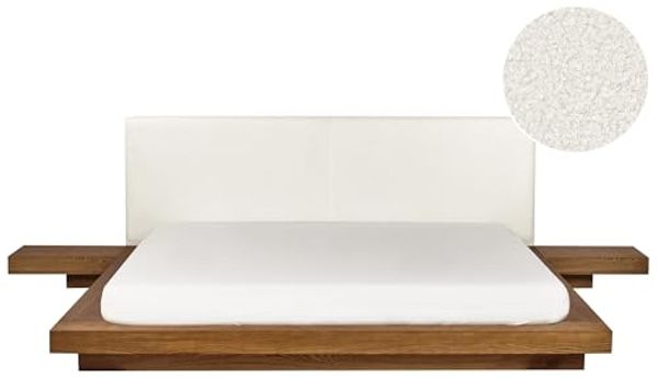 Bett mit Lattenrost ZEN 180 x 200 cm Kunstleder Heller Holzfarbton