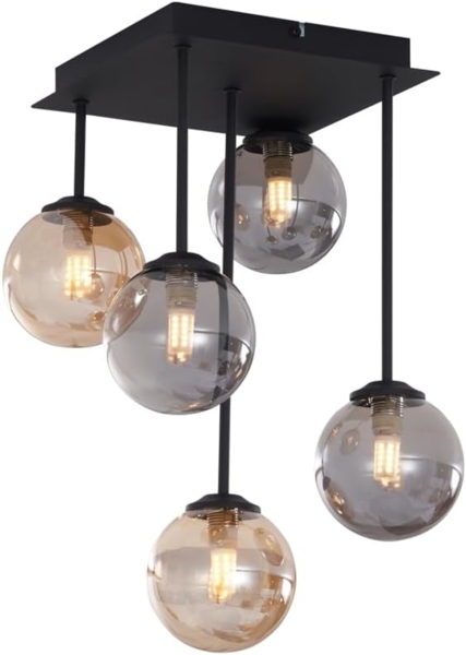 Qazqa Deckenleuchte Athens, ohne Leuchtmittel, G9, Schwarz, Modern, Metall, 5-flammig