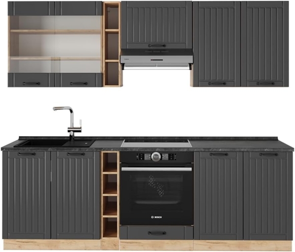 Küchenzeile Fame-Line Dunkelgrau 235 cm , AP Anthrazit Vicco