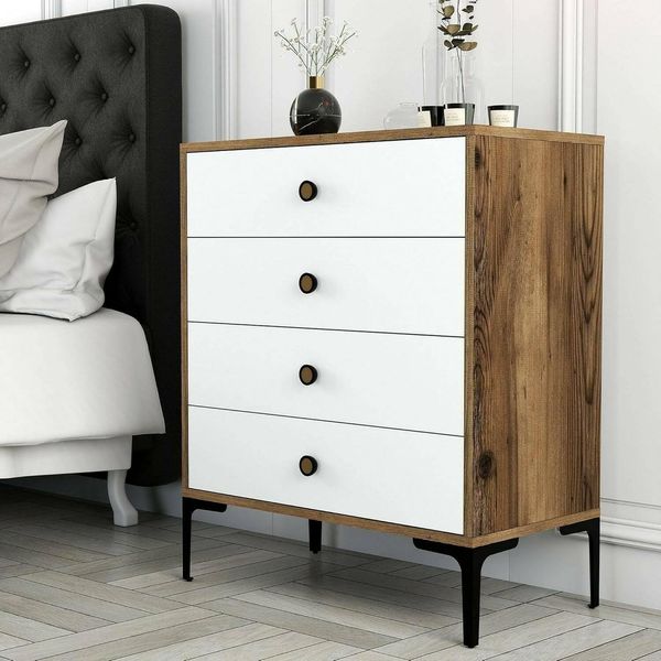 Dmora Kommode Aether 76 x 40 x 90,7 cm Braun, 4 Schubladen