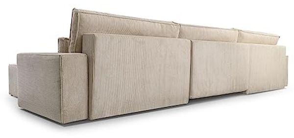 MOEBLO Wohnlandschaft DENVER U, Eckcouch aus Cordstoff Ecksofa U-Form Cord Sofa Couch Polsterecke U-Sofa - 410x85x200cm, mit Bettkasten und Schlaffunktion Bild 6
