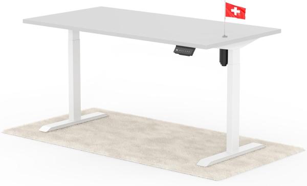 elektrisch höhenverstellbarer Schreibtisch ECO 160 x 80 cm - Gestell Weiss, Platte Grau