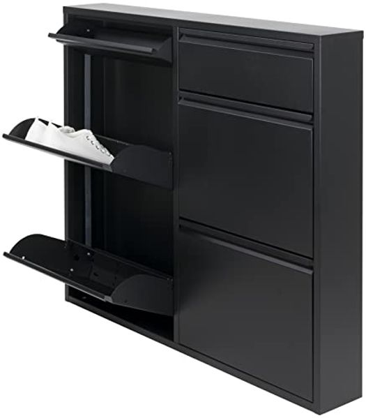 Spinder Design Schuhschrank mit 6 Klappen Schwarz, Billy 6