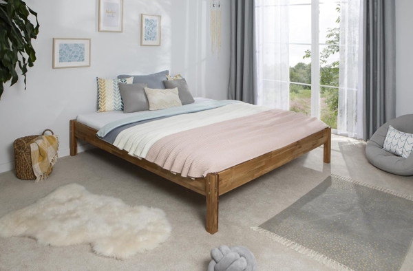 Massivholzbett "Dora" ohne Kopfteil 180x200 Eiche massiv