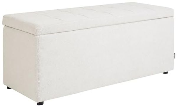 Ottomane mit Stauraum OREM Stoff Cremeweiß