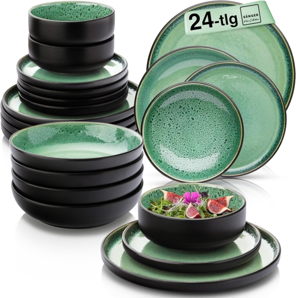 SÄNGER Steingut Geschirrset Greenwich 24 teilig für 6 Personen