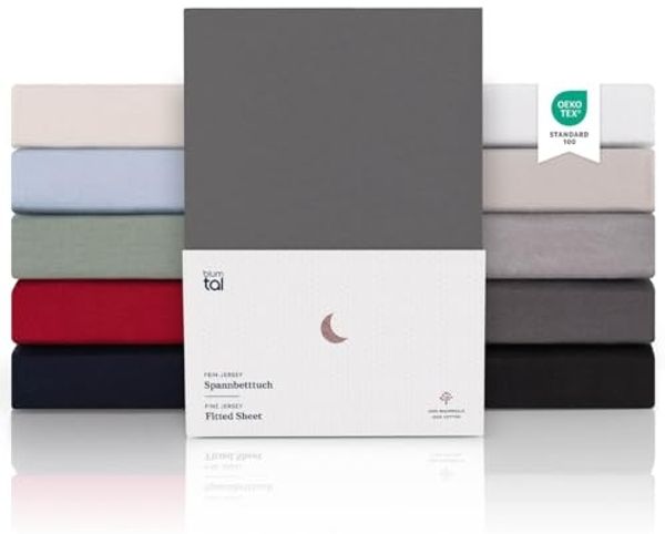 Blumtal® Premium Topper Spannbettlaken 140x200 cm Jersey - Oeko-TEX zertifiziertes Bettlaken 140x200 Baumwolle 100% - Spannbettlaken Topper 140x200 - Spannbettlaken für Topper - Anthrazit