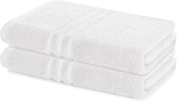 Lavea 2er Set Duschtuch 70x140 cm, Frottierserie Elena, Weiß