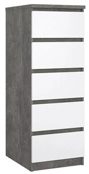 Dmora - Kommode Joelle, Mehrzweckkommode, Schlafzimmerkommode, Schrank mit Schubladen, 50x40 h111 cm, Zement und Weiß Bild 3