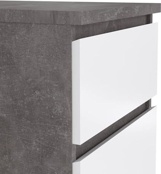 Dmora - Kommode Joelle, Mehrzweckkommode, Schlafzimmerkommode, Schrank mit Schubladen, 50x40 h111 cm, Zement und Weiß Bild 7