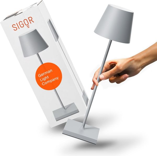 SIGOR LED Tischleuchte Akku-Tischleuchte, Dimmbar, LED fest integriert, Warmweiß
