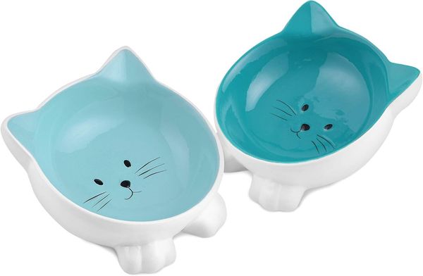 Navaris Napf 2-teilig für Katzen - rutschfeste Keramik Futternäpfe