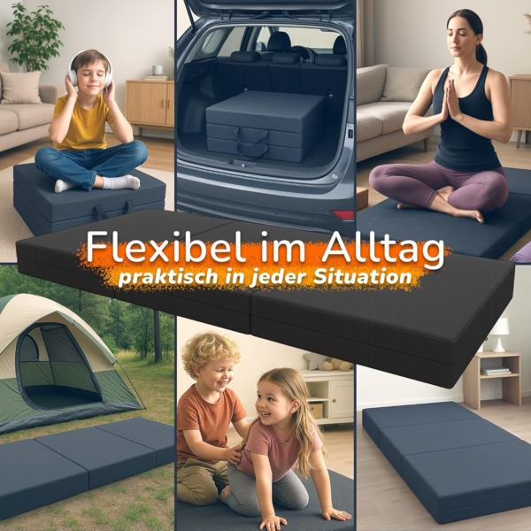 Klappmatratze 90x200x15 cm Anthrazit Bild 3
