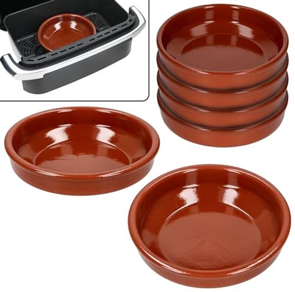 MamboCat Auflaufform MamboCat 6er Set Airfryer Tonschalen rund Ø20cm 700ml Cazuela Tapas, Ton