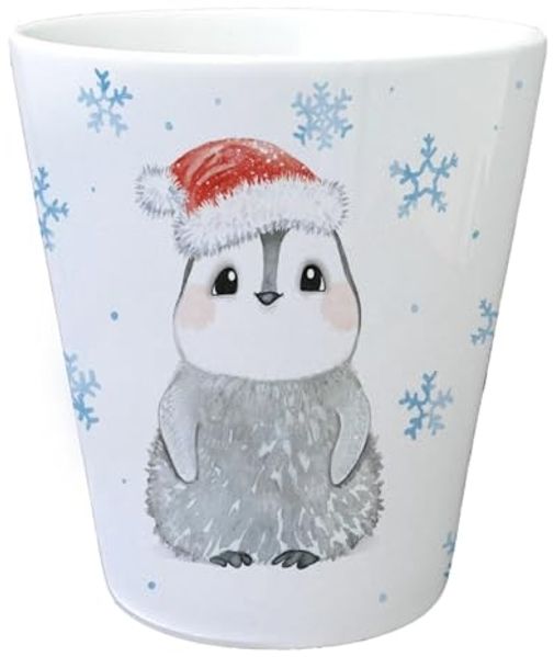 speecheese Blumentopf Pinguin mit Weihnachtsmütze Blumentopf