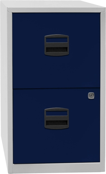 Hängeregistraturschrank PFA, 2 HR-Schubladen, Farbe Korpus lichtgrau, Fronten oxfordblau