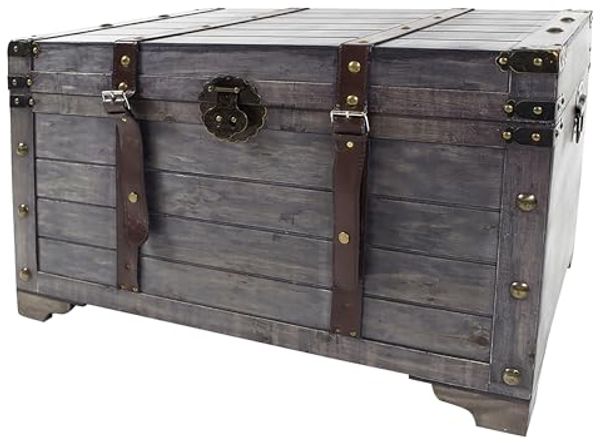 Kobolo Truhe Kiste KUBA aus Holz grau 80x45x50 cm