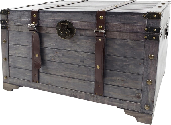 Kobolo Truhe Kiste KUBA aus Holz grau 80x45x50 cm