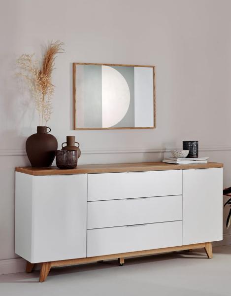 Jahnke Sideboard, Engineered Wood, Kerneiche/Weiss, One Size