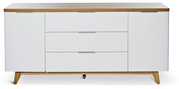 Jahnke Sideboard, Engineered Wood, Kerneiche/Weiss, One Size