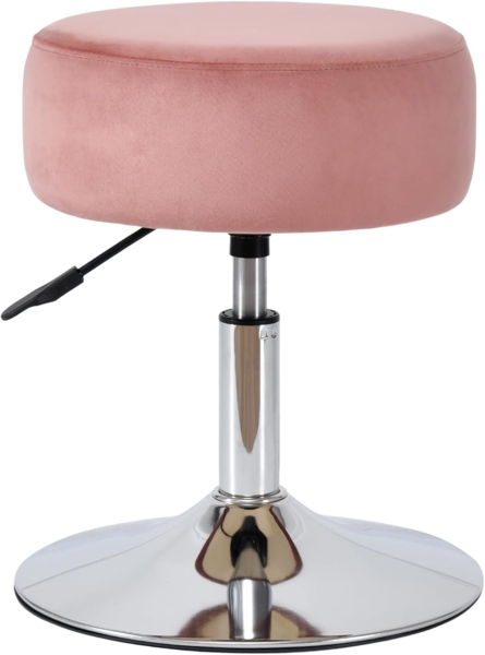 Drehhocker Sitzhocker Hocker RUND höhenverstellbar drehbar aus Kunstleder Farbauswahl Duhome 428S, Farbe:Pink, Material:Samt