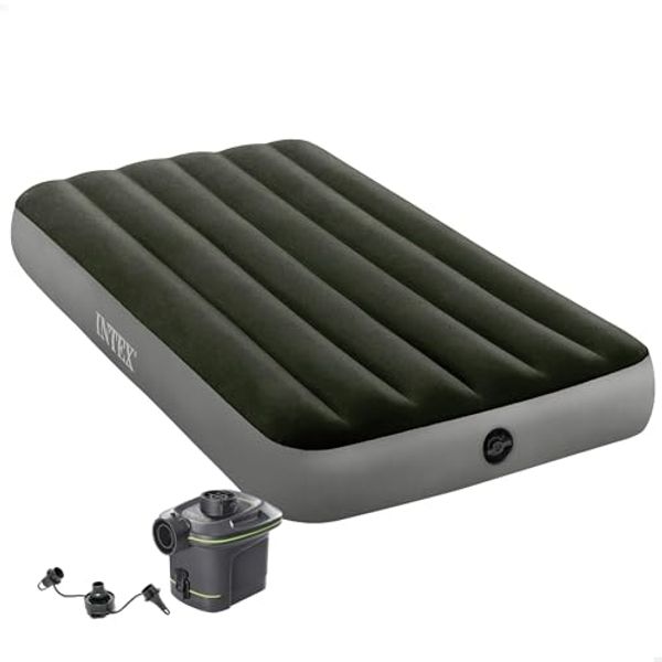 Intex Twin Dura-Beam Prestige Airbed With Battery Pump 99 x